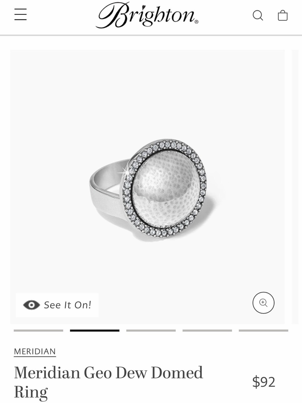 Brighton Silver Geo Dome Ring with Crystal Halo